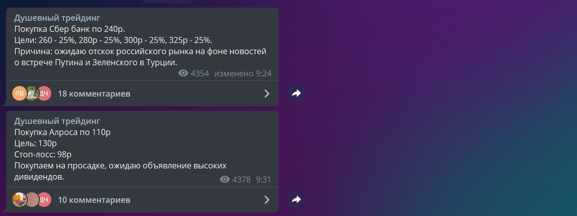Статистика на канале Душевный Трейдинг