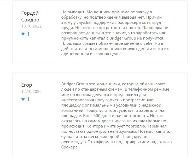 отзывы клиентов о компании Bridger Group